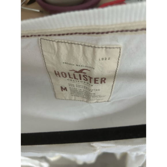 Women's Hollister Long Sleeve Tee M White Beige - Picture 2 of 4